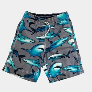 GAP Boys Swim Trunks Sharks on Gray Background Size S (6-7)